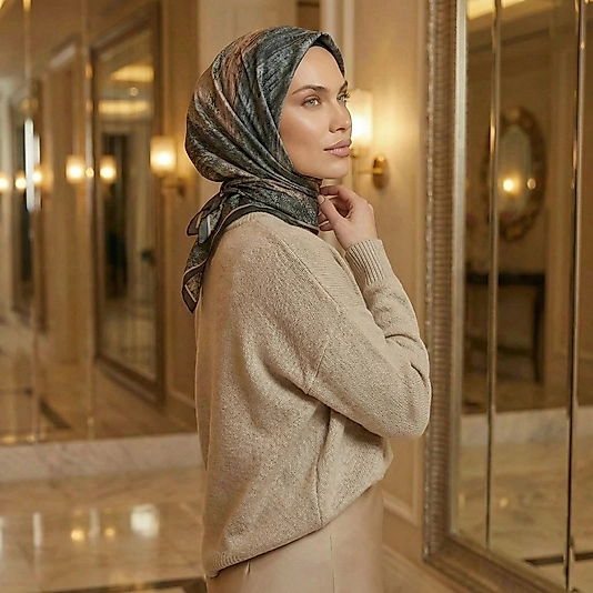 Dijital Soft Mermer Desen Eşarp