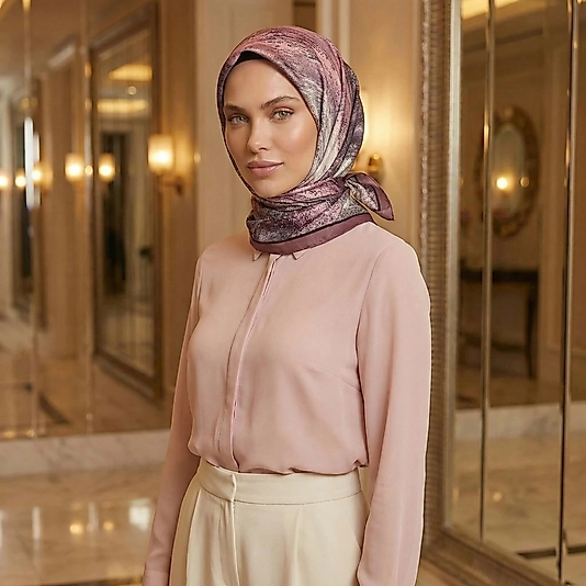 Dijital Soft Mermer Desen Eşarp