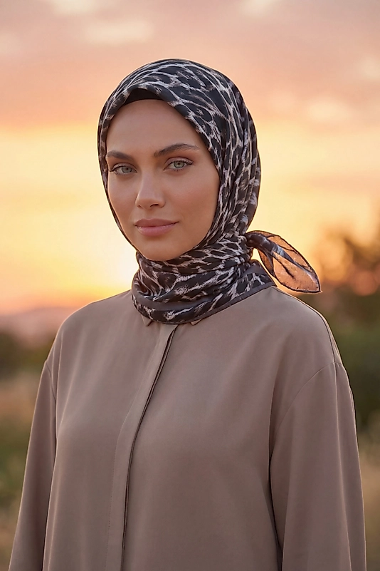 Dijital Soft Leopar Desen Eşarp