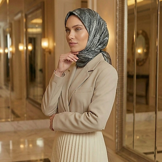 Dijital Soft Mermer Desen Eşarp