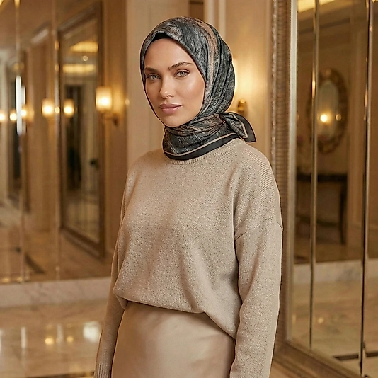 Dijital Soft Mermer Desen Eşarp