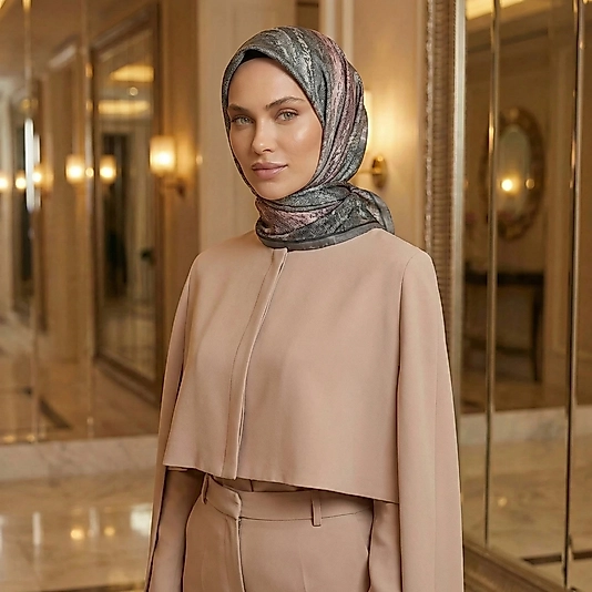 Dijital Soft Mermer Desen Eşarp