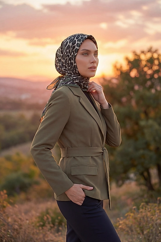 Dijital Soft Leopar Desen Eşarp