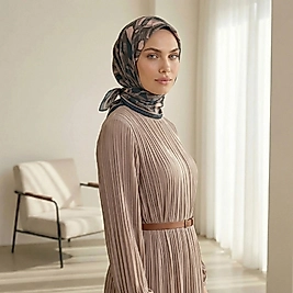 Dijital Soft Geometrik Fırça Desen Eşarp