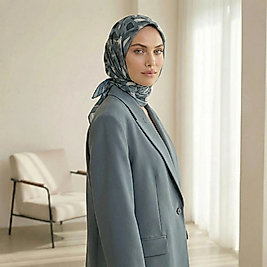 Dijital Soft Geometrik Fırça Desen Eşarp