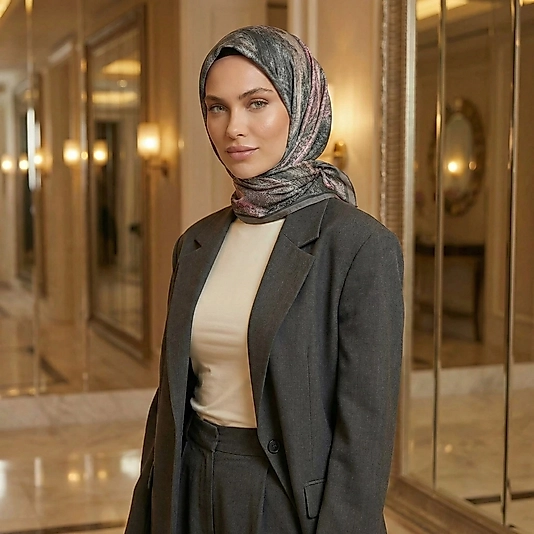 Dijital Soft Mermer Desen Eşarp