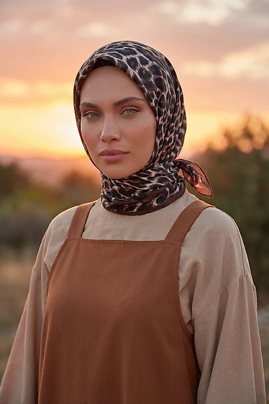 Dijital Soft Leopar Desen Eşarp