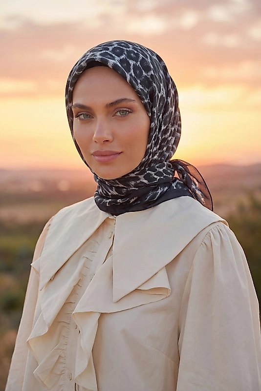 Dijital Soft Leopar Desen Eşarp