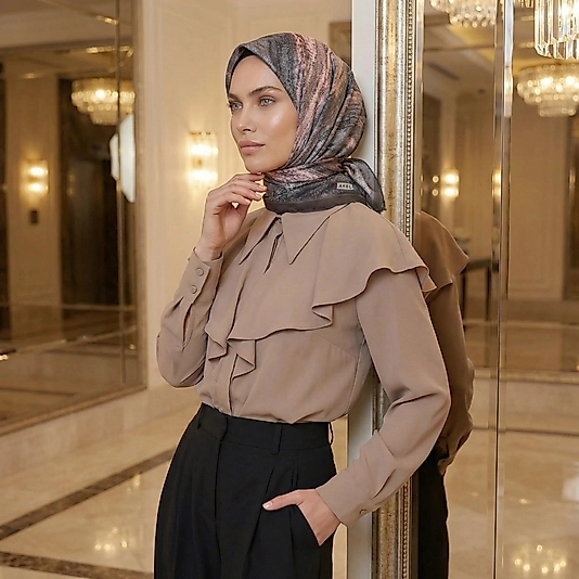 Dijital Soft Mermer Desen Eşarp