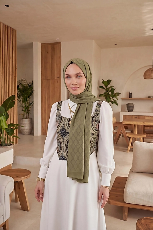 Asetat Şal Oval Geometrik Desen