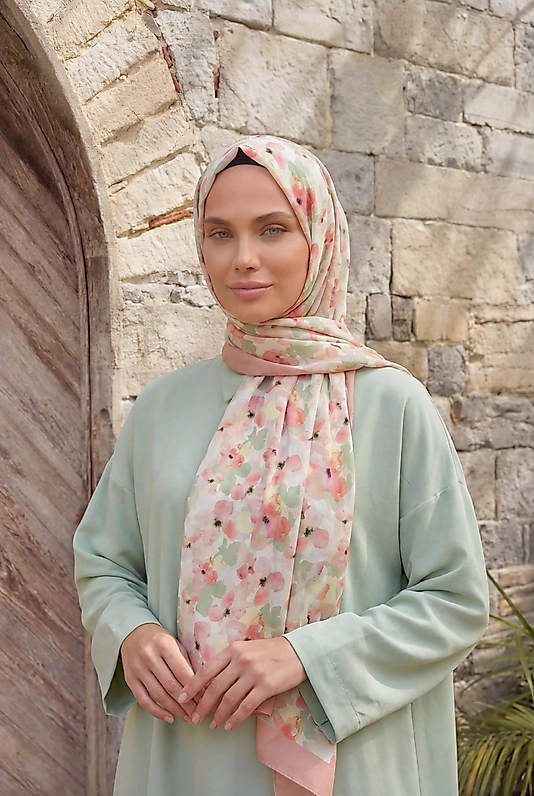 ALFA SİLK ŞAL PASTEL ÇİÇEK DESEN-2