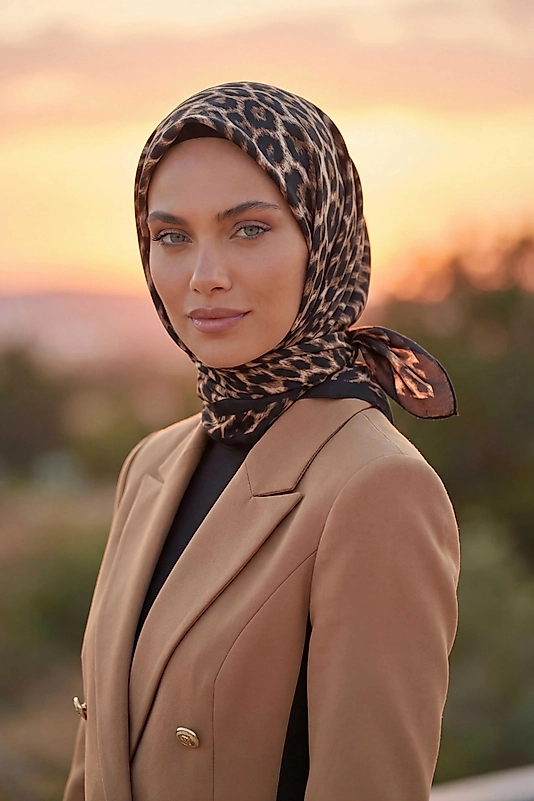 Dijital Soft Leopar Desen Eşarp