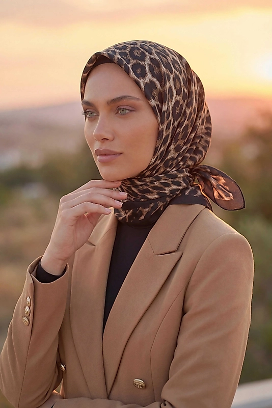 Dijital Soft Leopar Desen Eşarp