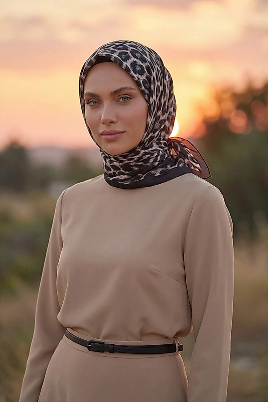 Dijital Soft Leopar Desen Eşarp