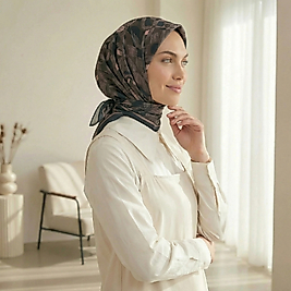 Dijital Soft Geometrik Fırça Desen Eşarp