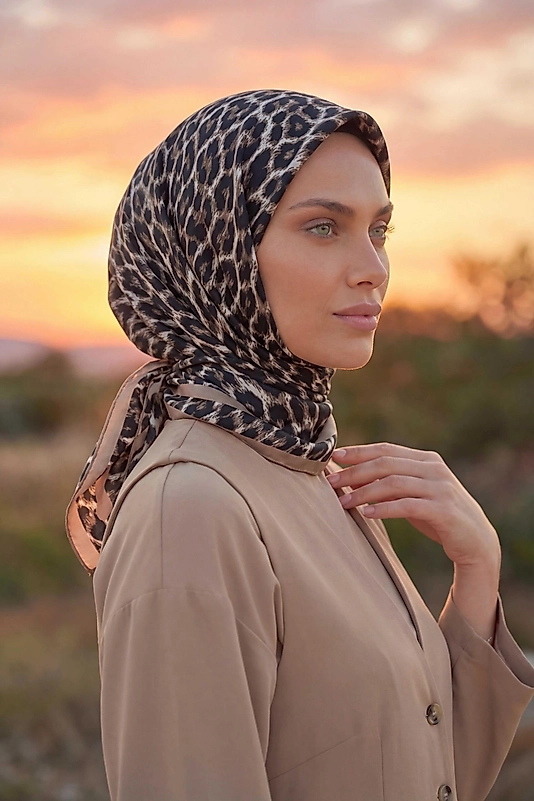 Dijital Soft Leopar Desen Eşarp