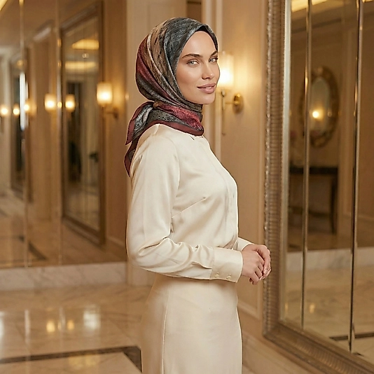 Dijital Soft Mermer Desen Eşarp