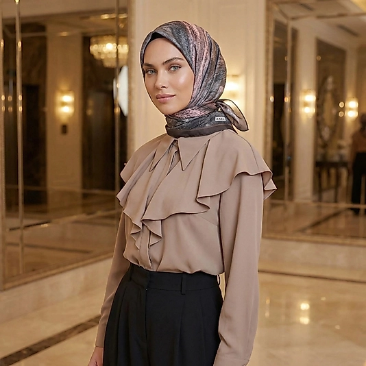 Dijital Soft Mermer Desen Eşarp