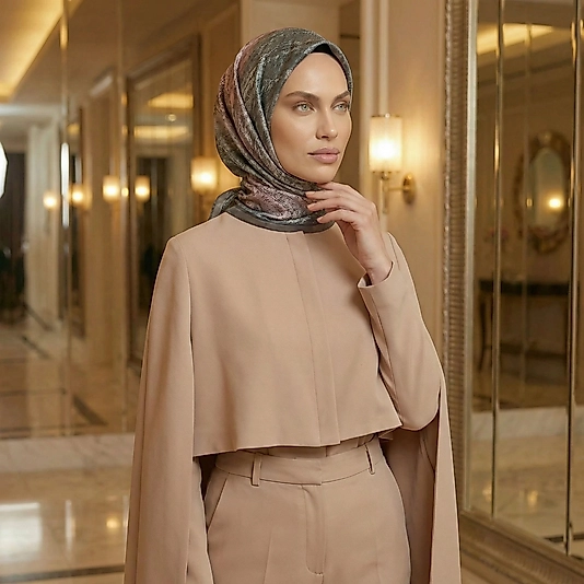 Dijital Soft Mermer Desen Eşarp