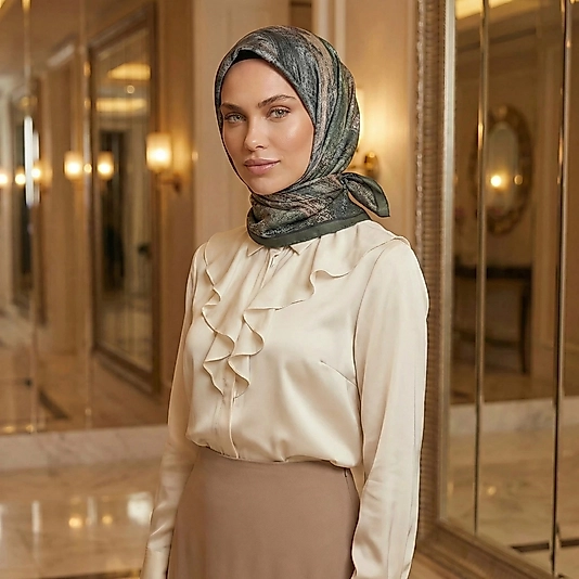 Dijital Soft Mermer Desen Eşarp